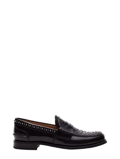 Church's Pembrey Studded Leather Penny Loafers In Black