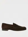 Church's Round Toe Suede Loafers With Penny Strap In Brown