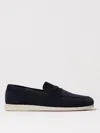 Church's Blue Suede Saddle Loafers In Navy