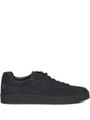 Church's Navy Textured Leather Low-top Sneakers With Rounded Toe Design In Black