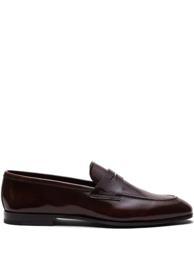 Church's Ebony Calf Leather Milford Penny Loafers In Dark Brown