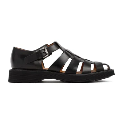Church's Men's Black Leather Sandals With Rubber Heels