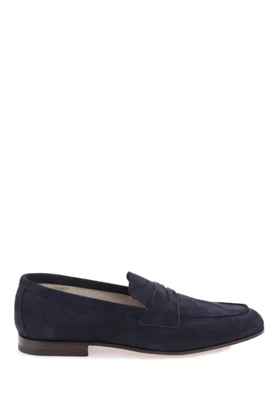 CHURCH'S MEN'S BLUE SUEDE LOAFERS FOR SS24