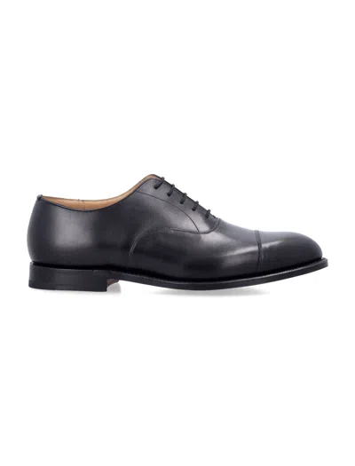 Church's Black Cap Toe Oxford Shoes With Goodyear Construction In Blue