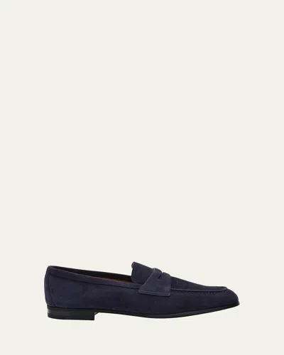 Church's Men's Milton Suede Rubber-sole Penny Loafers In Blue