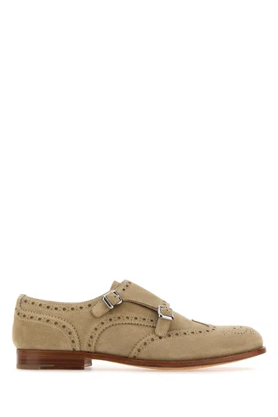 Church's Sand Suede Monk Strap Shoes In Beige