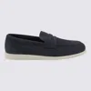 Church's Blue Suede Saddle Loafers In Navy