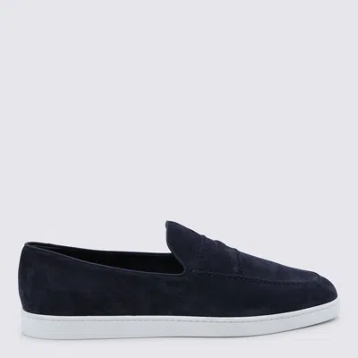 Church's Navy Leather Loafers In Blue