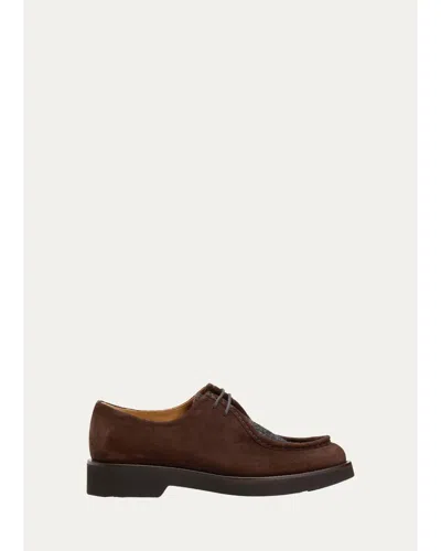 Church's Nelly Tweed And Suede Derby Shoes In Brown