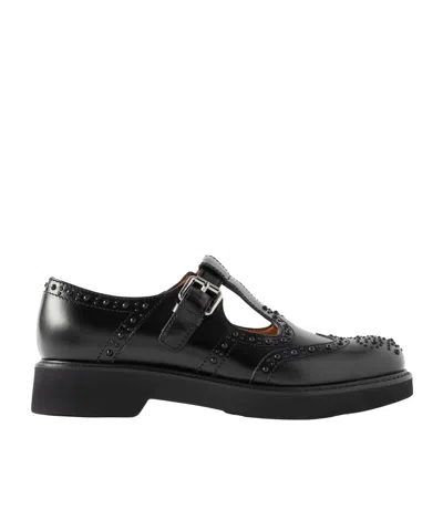 Church's Odette Studded Leather Mary Jane Brogues In Black