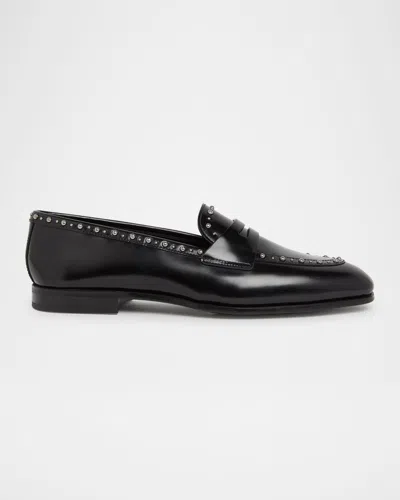 Church's Onyx Met Studded Leather Penny Loafers