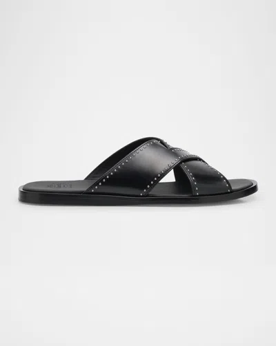 Church's Oriyah Leather Stud Crisscross Sandals In Black