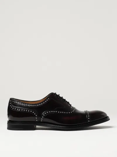 Church's Oxford In Brushed Leather With Studs In Burgundy