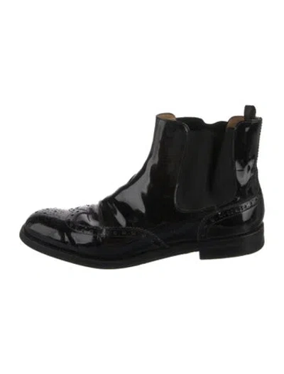 Pre-owned Church's Patent Leather Chelsea Boots In Black