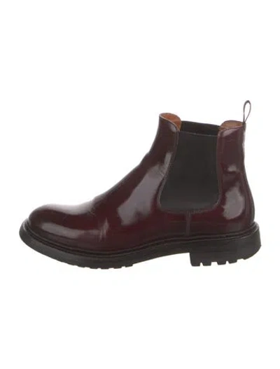 Pre-owned Church's Patent Leather Chelsea Boots In Burgundy