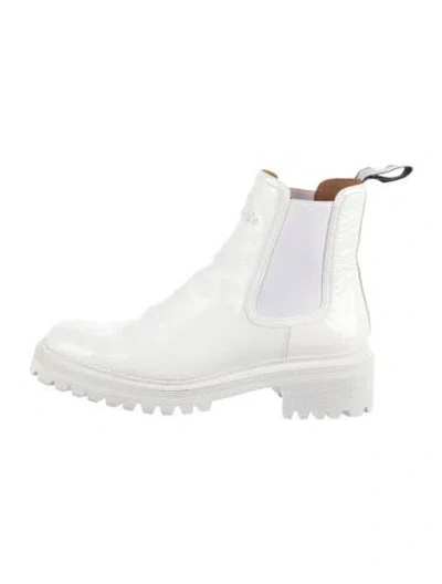 Pre-owned Church's Patent Leather Chelsea Boots In White