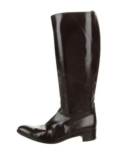 Pre-owned Church's Patent Leather Riding Boots In Brown