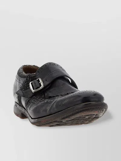 Church's Perforated Round Toe Textured Loafers In Black