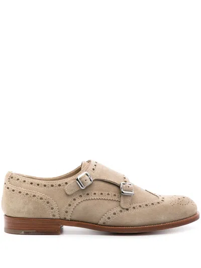 Church's Perforated Suede Monk Shoes In Neutrals