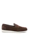Church's Round Toe Suede Moccasin With Penny Strap In Brown