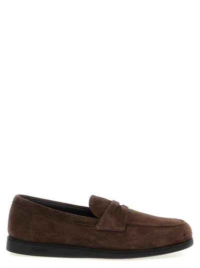 Church's Round-toe Suede Loafers With Penny Strap In Brown