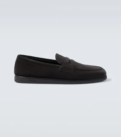 Church's Portsmouth Suede Penny Loafers In Black