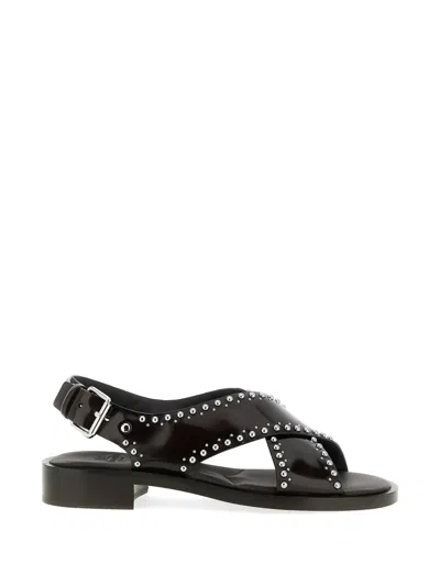 Church's Remi Stud-embellished Glossed Leather Sandals In Black