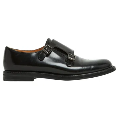 Pre-owned Church's Churchs Richelieu Lora Eu38 Black Leather Monk Strap Loafers Uk5 Us7.5