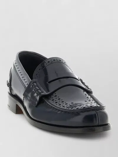 Church's Robin Leather Loafers Perforated Design Round Toe In Black