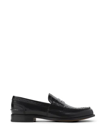 Church's Polished Fume Leather Penny Loafers In Black
