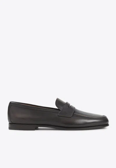 Church's Rother Calf Leather Penny Loafers In Black