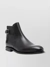Church's Round Toe Leather Ankle Boots With Buckle Detail In Black