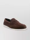 Church's Round Toe Suede Moccasin With Penny Strap In Brown