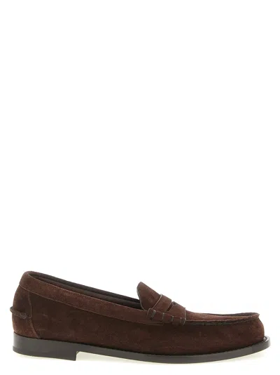 Church's Rowley Suede Loafers Penny Strap Round Toe In Brown