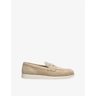 Church's S Mens Beige Saddle Penny Slip-on Suede Loafers Eur 44 / 10 Uk