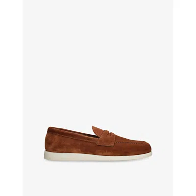 CHURCH'S MENS CHURCH'S SADDLE PENNY SLIP-ON SUEDE LOAFERS