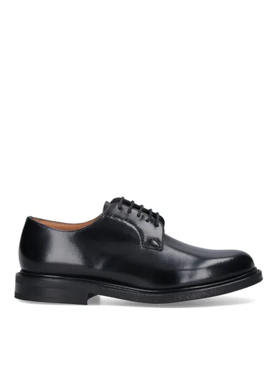 Church's Polished Black Leather Derby Shoes With Rounded Toe