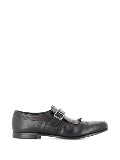Church's Leather Shanghai Monk Loafers Buckle Tassels In Black