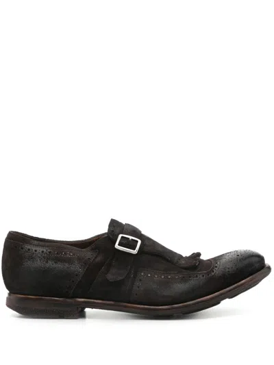 Church's Shanghai Brogue Monk Strap Shoes In Black