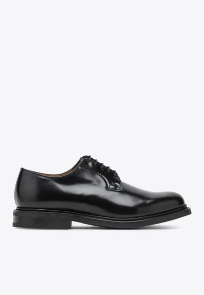 Church's Polished Black Leather Derby Shoes With Rounded Toe