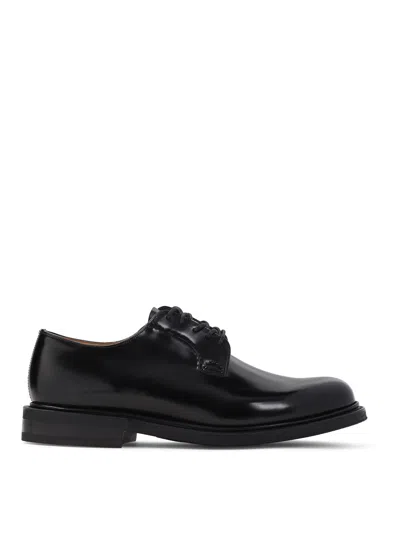 Church's Polished Black Leather Derby Shoes With Rounded Toe