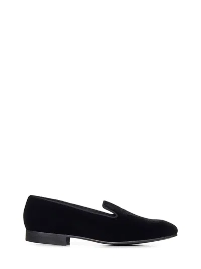 Church's Logo-embroidered Velvet Loafers In Black