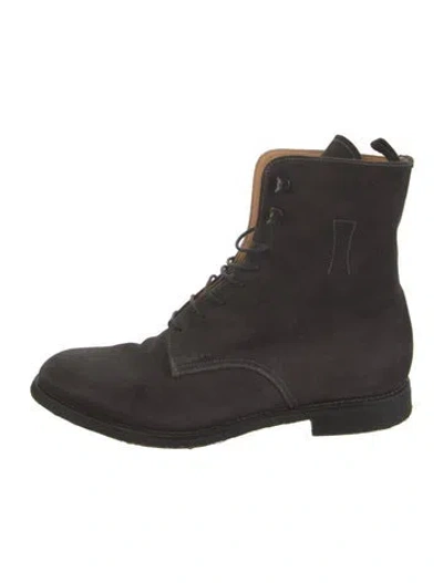 Pre-owned Church's Suede Combat Boots In Black