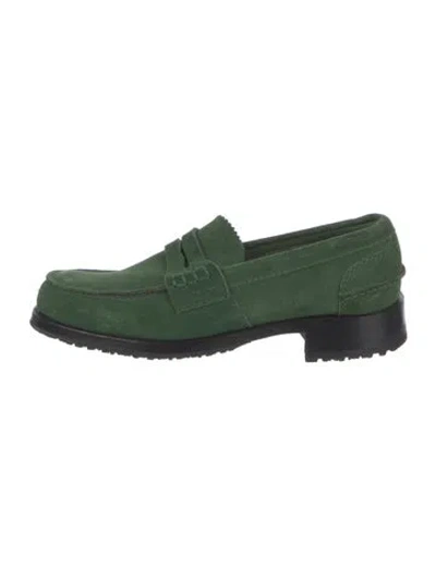Pre-owned Church's Suede Dress Loafers In Green