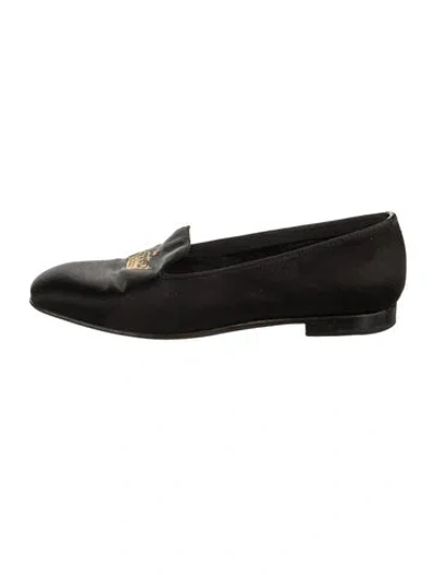 Pre-owned Church's Suede Embroidered Accent Loafers In Black
