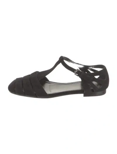 Pre-owned Church's Suede Flats In Black