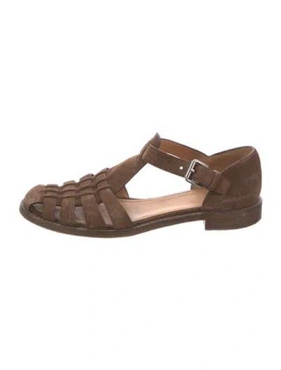 Pre-owned Church's Suede Flats In Brown