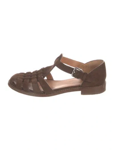 Pre-owned Church's Suede Flats In Brown