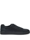 Church's Navy Textured Leather Low-top Sneakers With Rounded Toe Design In Black