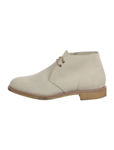 Pre-owned Church's Suede Lace-up Boots In White